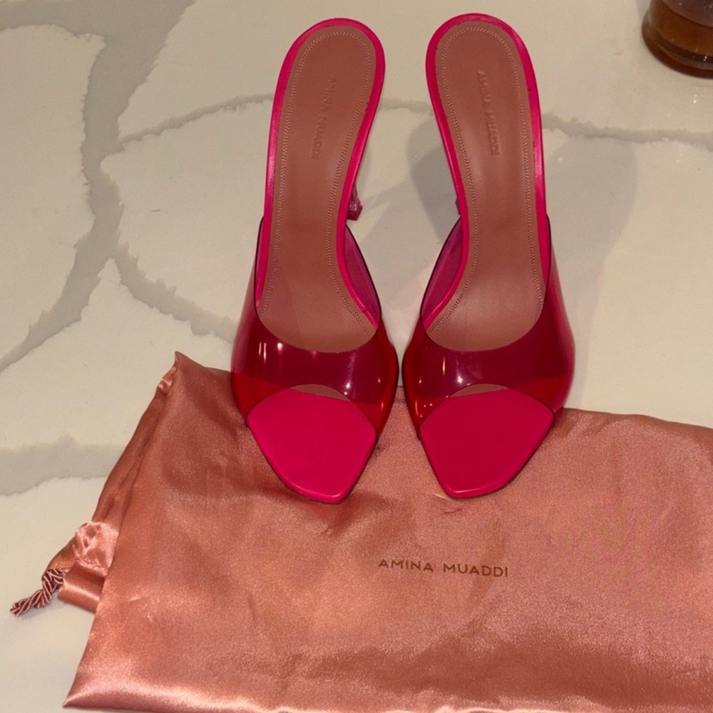 Amina Muaddi Vibrant Pink Heels